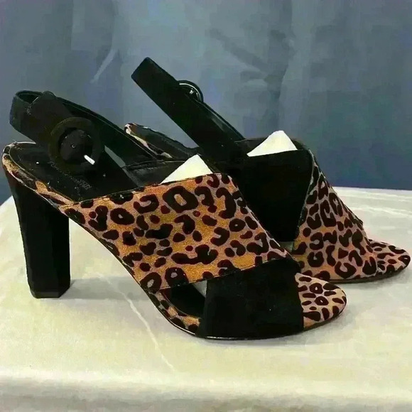 Diane Von Furstenberg Suede & Leather Slingback Sandals - Picture 3 of 6